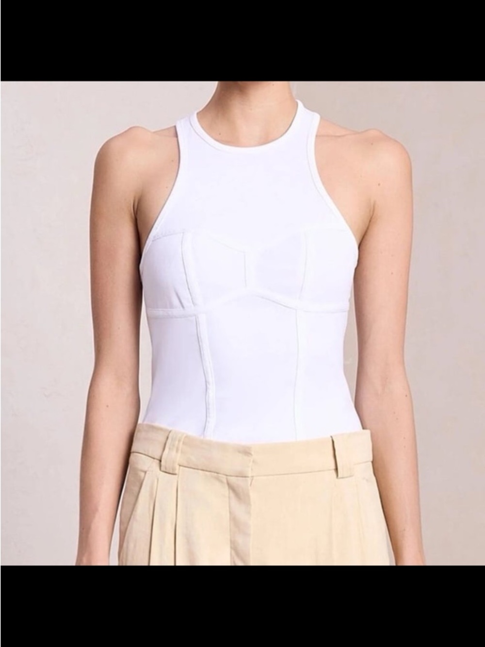 A.L.C. White High-Neck Corset-Style Tank